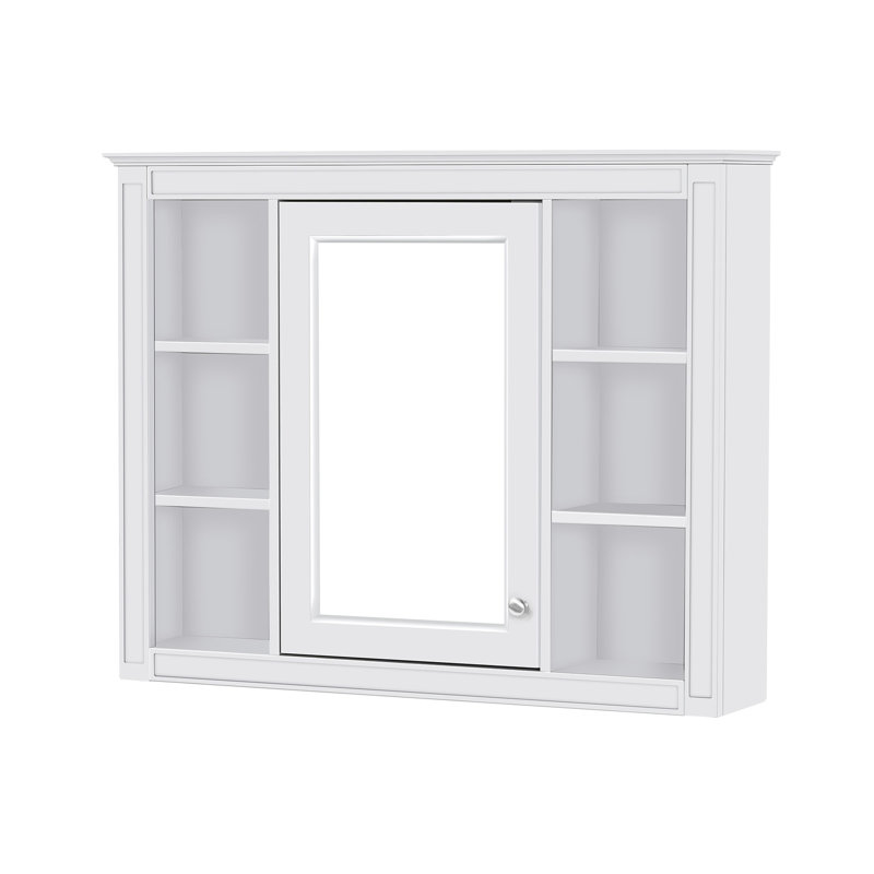 Armoire de salle de bain murale avec miroir, Blanc