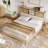 Rattan Full Bed Frame With Sliding Door Shelf Headboard, Bohemian Rattan Bed Frame Full Size With Shelves-648117957