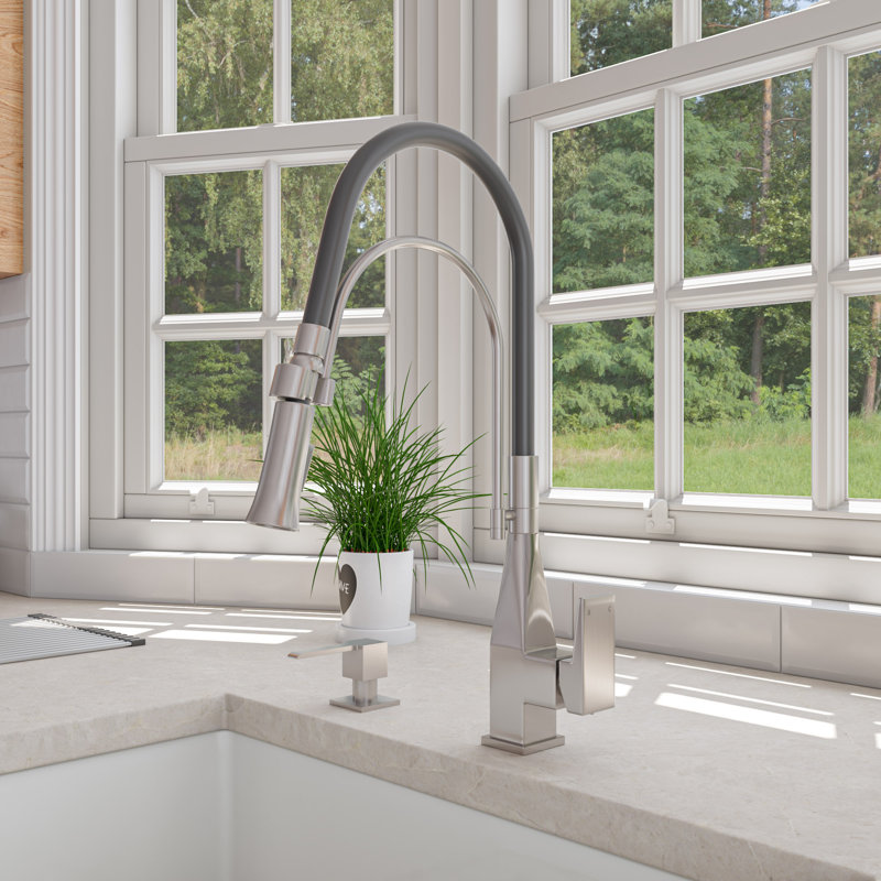Alfi Brand Pull Down Kitchen Faucet, Brushed Nickel