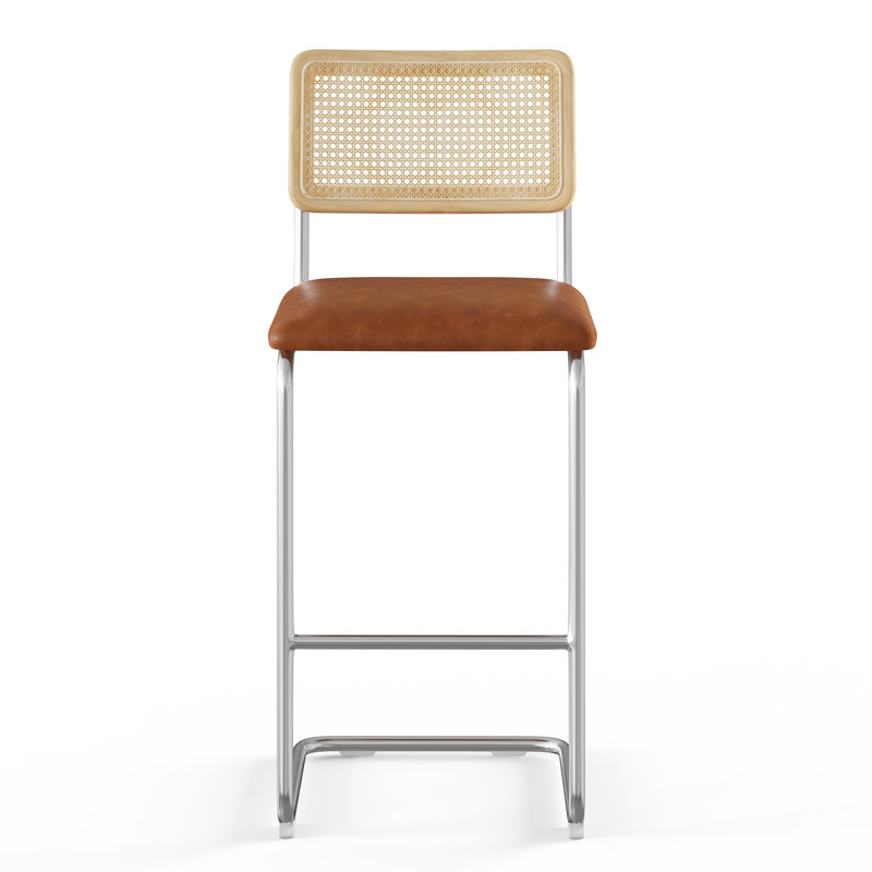 Walsh Vegan Leather Bar & Counter Stool, Saddle Tan Vegan Leather, Bar Stool (30” Seat Height)