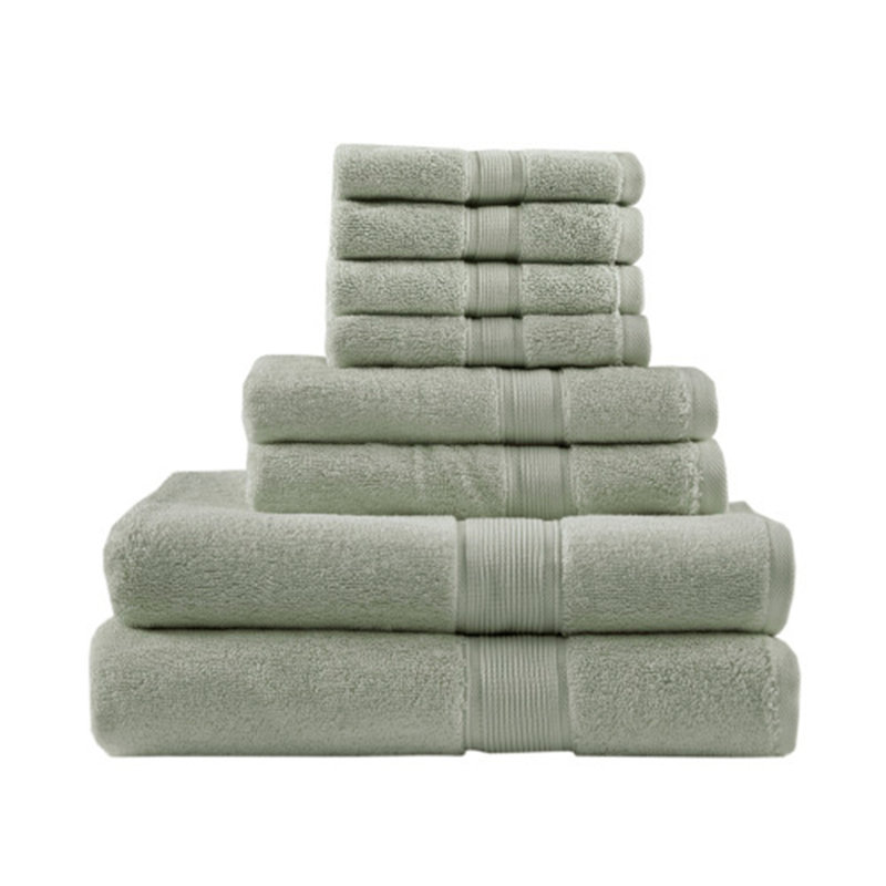 100% Cotton 8 Piece Antimicrobial Towel Set, Sage Green