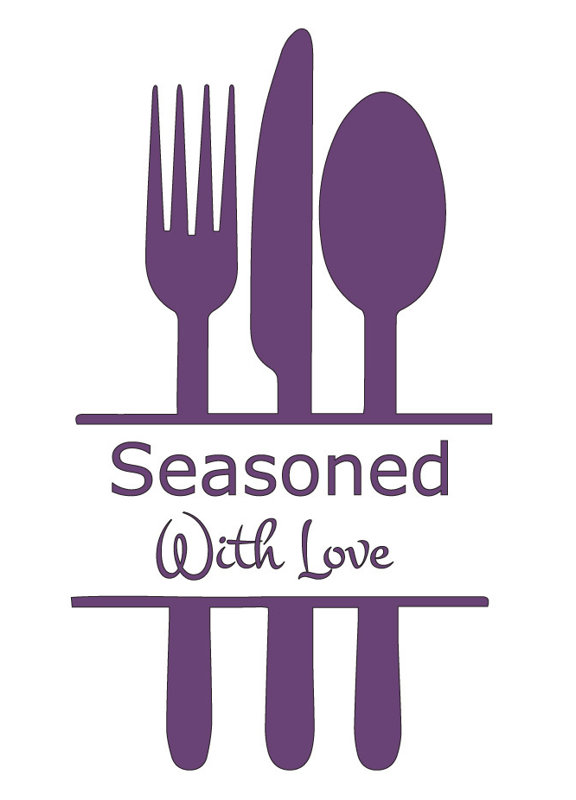 Décalcomanie murale cuisine avec amour, H 24 po x l 14 po x P 0,01 po, Violet