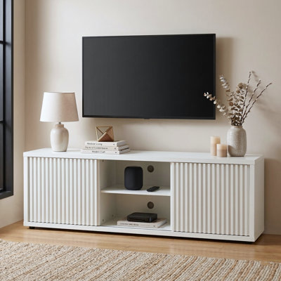 Meuble télé moderne avec tablettes et rangement de 67,7 po de style moderne Mid-Century Abdel