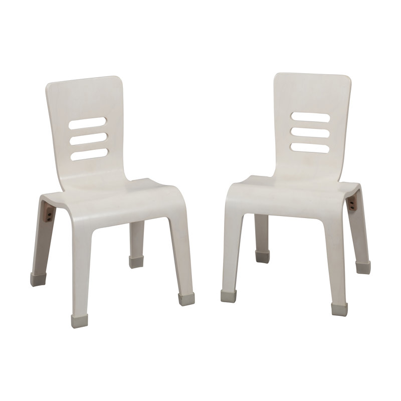 ECR4Kids Bentwood Chair, 14in Seat Height, Montessori Furniture, 2-Pack, White Wash, 25.8" H x 16" W x 15.4" D