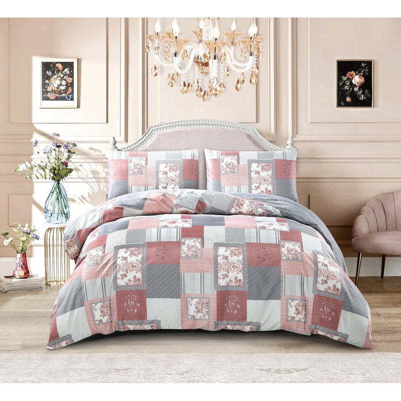 Complete Bedding Set Cotton Rich Printed Duvet Cover Fitted Sheet & Pillowcases Soft Breathable Easy Care