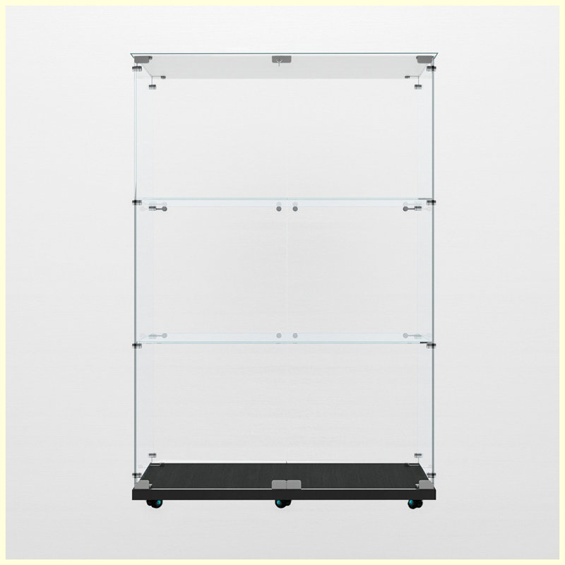 Vitrine moderne en verre trempé avec bande lumineuse à DEL Bluetooth, Noir