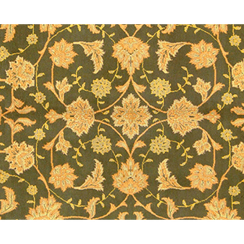 High-Quality Hand-Knotted Olive Green Area Rug