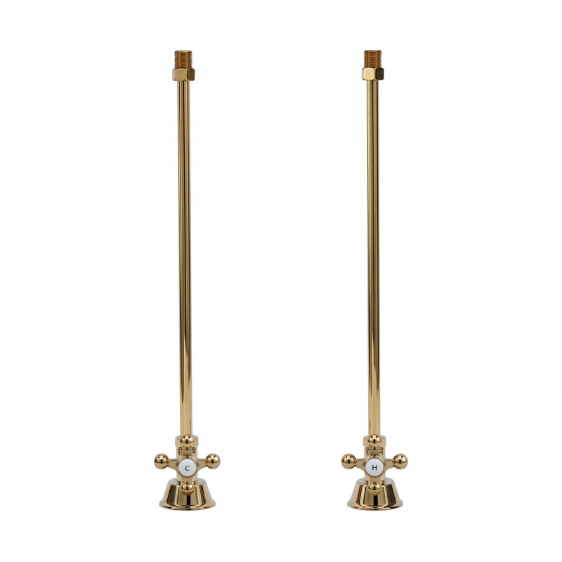 29 Inch Deck Mount Supply Set, Supercoat Brass