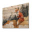 «Silent Fox In Forest Landscape II» - Décoration murale animal en bois de renard - sur bois de pin naturel-206621279