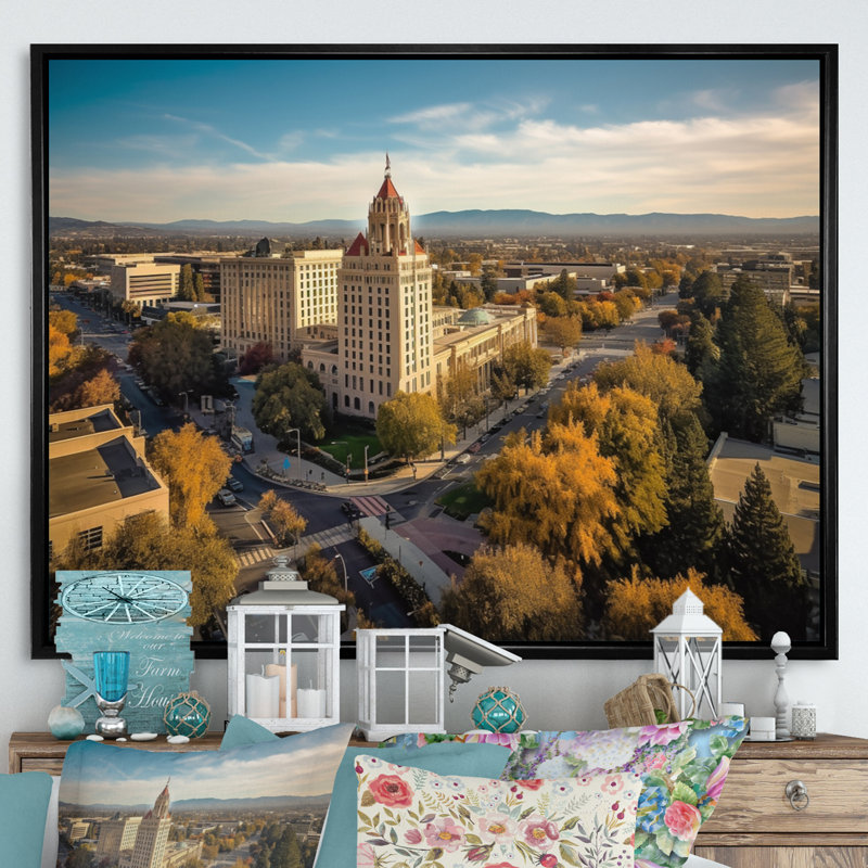 California Beauty Cityscape, impression sur toile, H 12 po x l 20 po x P 1 po, Cadre flottant noir