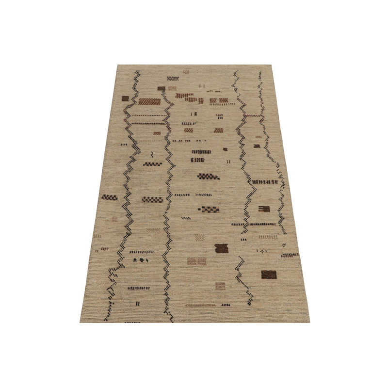 Moroccan Hand Knotted Geometric Area Rug, Rectangle 10' x 14'