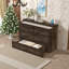 Grand lit escamotable de style ferme avec plateau de rangement pliable et station de charge-1825805259