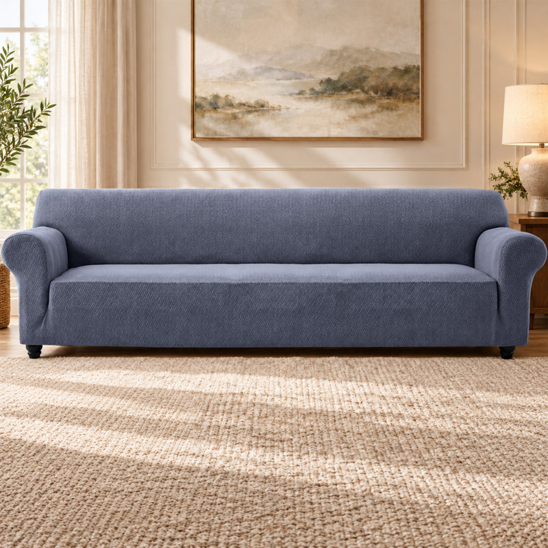 Aspire Homeware 4-Seater High Quality Stretchable Spandex Sofa Cover, Blue/Grey