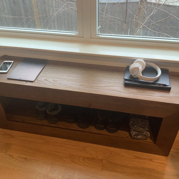 47" Solid Wood Entryway Bench with Shoe Storage - Brown