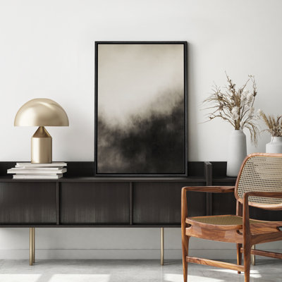 Black and White Abstract Gradient Landscape Art – Pictures Framed Canvas Print Wall Art