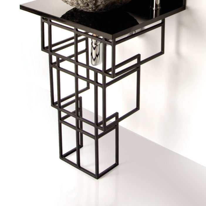 Iron 17.75'' Single Bathroom Vanity with Top, Black Iron