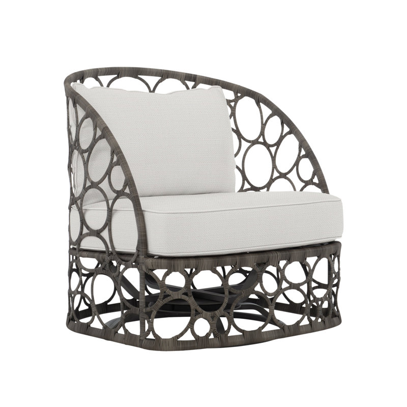 Bali Swivel Patio Chair with Cushions, Dove Gray, White Linen 6016-000