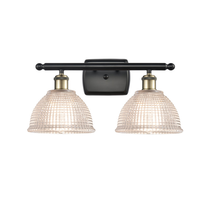 Éclairage pour salle de bain 2 lumières Efrain, Transparent, Ampoule DEL 6 watts Vinage, Laiton antique noir