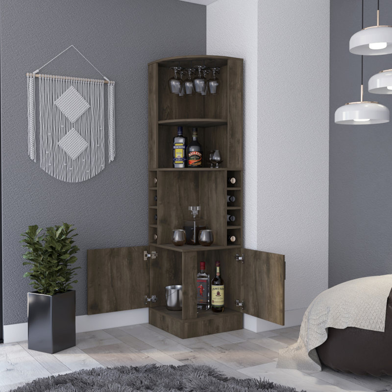 Armoire de bar 8 tablettes à 8 bouteilles, Brun