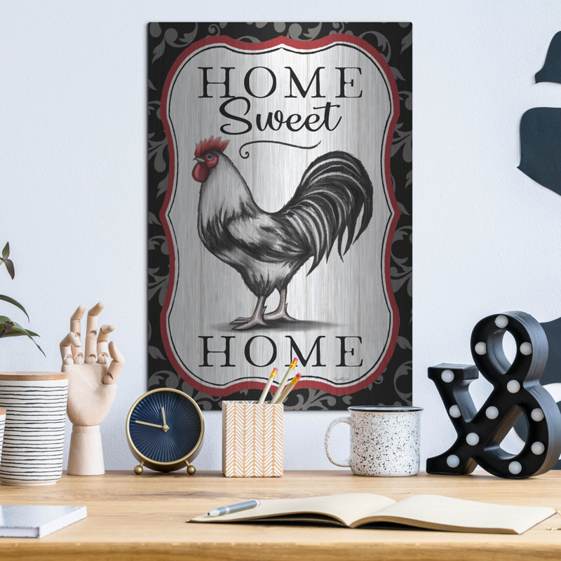  «Home Sweet Home Rooster» par Elizabeth Tyndall, art mural en métal, 12 po x 16 po, H 16 po x l 12 po