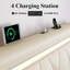 Base de lit double avec lumière DEL et station de charge, structure de lit plateforme tapissier pleine grandeur avec tête de lit réglable / support à lattes en bois, aucun sommier nécessaire / silencieux-1229842041