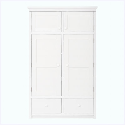 46.5" W Freestanding Kitchen Pantry Cabinet, White Tall Storage Cupboard with 8 Door Shelves, 4 Pull-Out Trays & 6 Drawers for Kitchen, Dining Room
