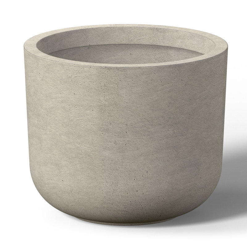11.5 In. Small Concrete Round Planter / Pot With Drainage Holes, Light Gray