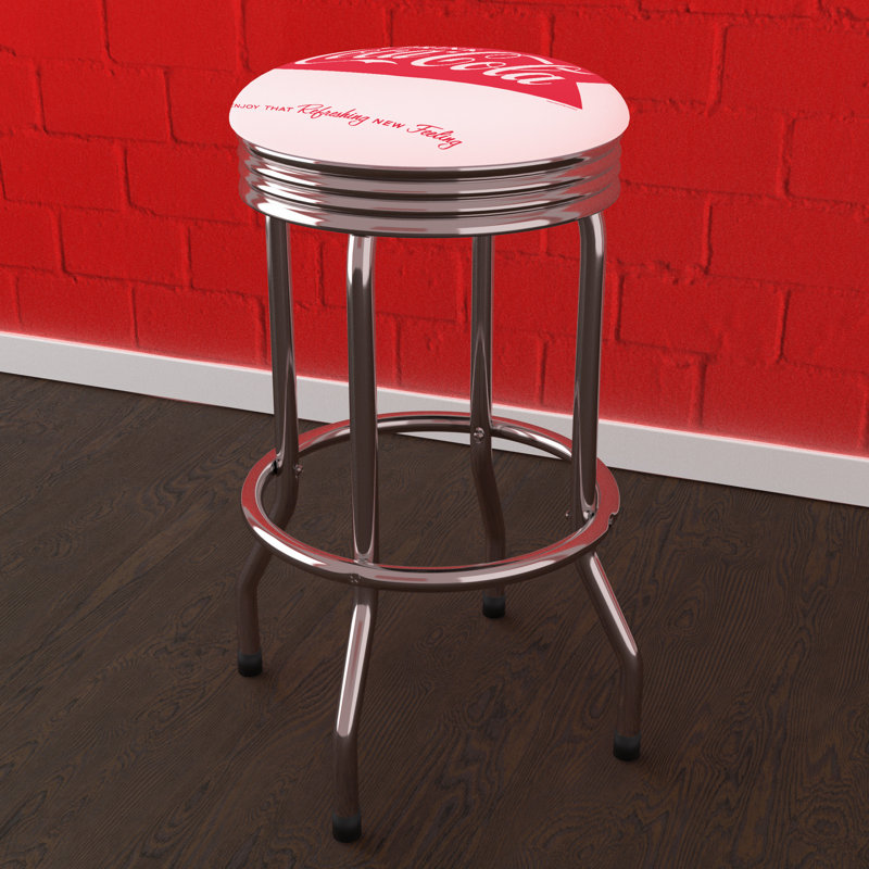 Coca-Cola Bar Stool, Chrome, White