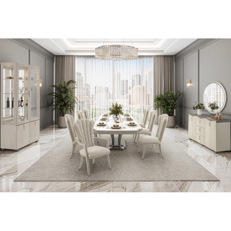 Fantosini Pedestal Dining Table - Silver Mist
