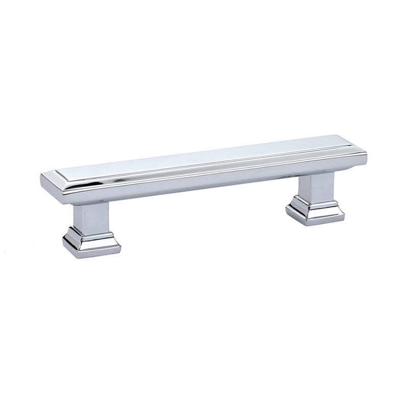 Emtek Geometric Brass Cabinet Pull, 4", Polished Chrome