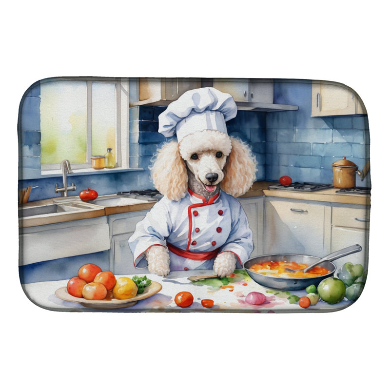 Tapis de séchage White Poodle The Chef