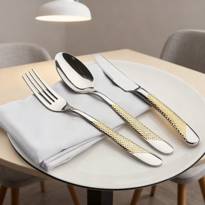 40-Piece Stainless Steel Flatware Set Service For 8, Gold Silverware Cutlery Set With Mirror Polished Finish, Includes Knives Forks Spoons For Home Kitchen Restaurant Use