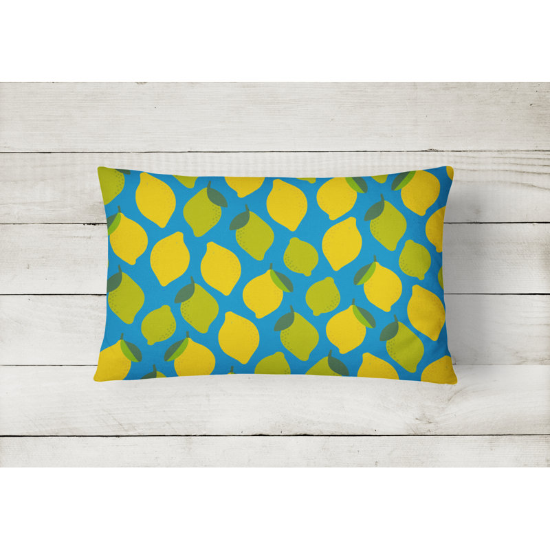 Coussin Lemons and Limes, Bleu