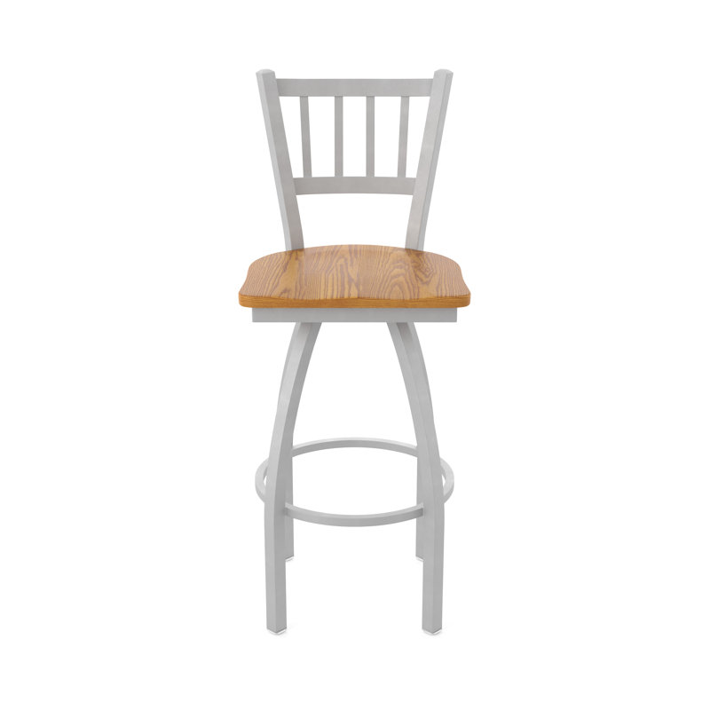 Comptoir, bar et tabouret très grand Contessa, Chêne moyen, Nickel anodisé, Tabouret de bar (siège d'une hauteur de 30 po)