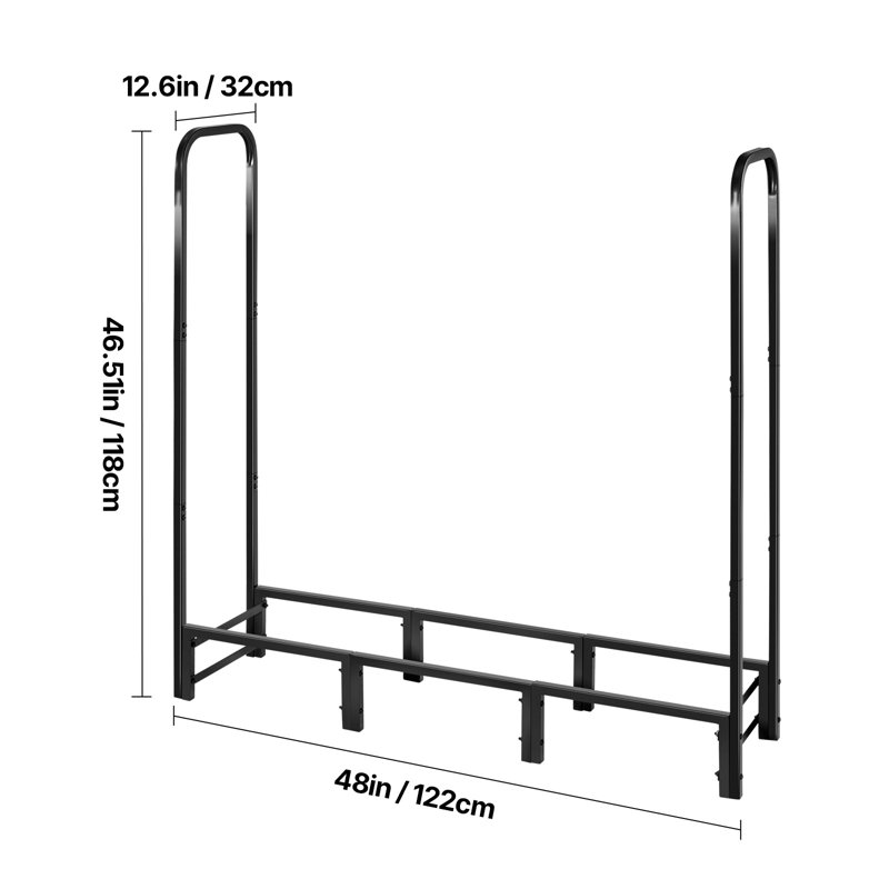 Support à bûches en métal l 52 po x P 14,2 po Kanyae