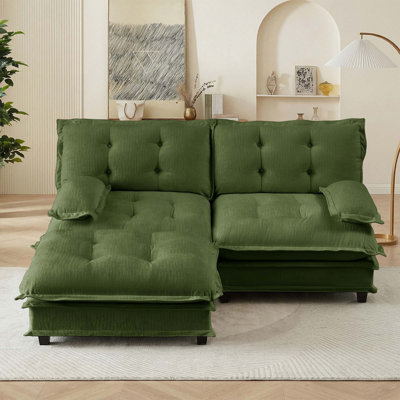 Modular Breathable Chenille Fabric Loveseat Sofa with 1 Ottoman, Easy Assembly for Living Room Comfort