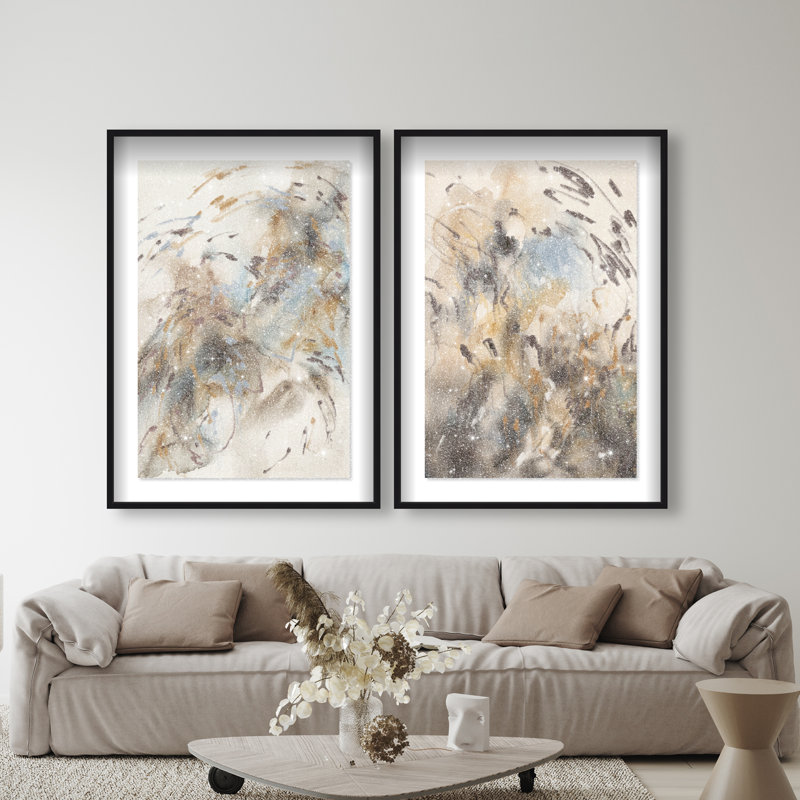 Mindfulness Set Shadowbox Abstract Print by Oliver Gal, Black Frame, 10 x 15, 63"H x 43"W, Black Shadowbox