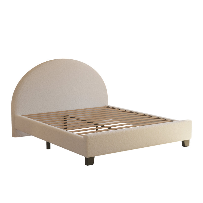 Upholstered Bed Frame, Ivory, Full