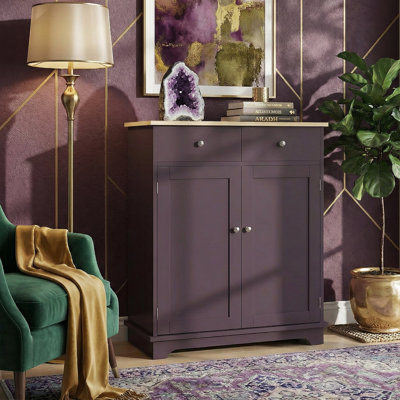  26.75" Wide Sideboard Buffet Cabinet with Solid Wood Countertop and Adjustable Shelves