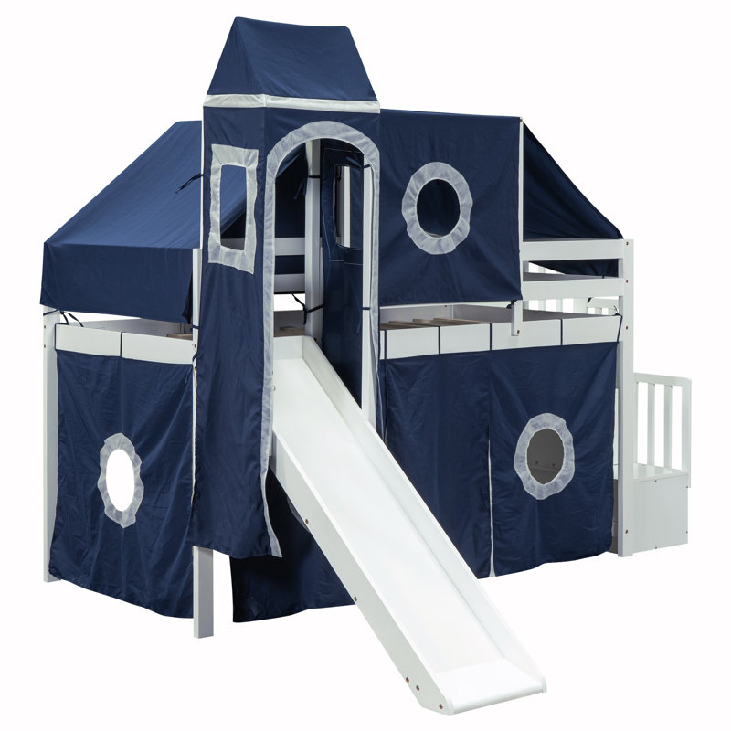 Lit plateforme avec rangement Homou, Lit simple, Bleu