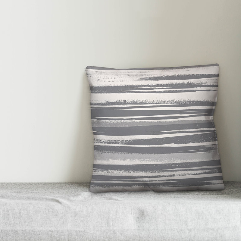 Coussin Kansas, Abstrait gris, 16 po x 1 po