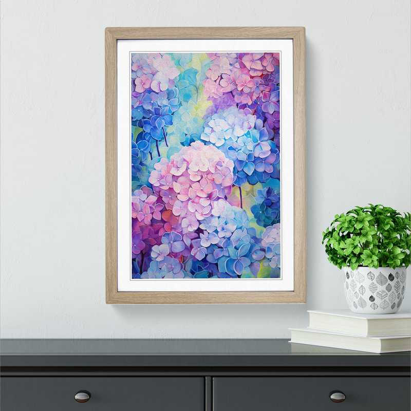 Hydrangea Colour Field No.2 - Framed Print, Oak Framed, 64cm H x 46cm W x 2cm D