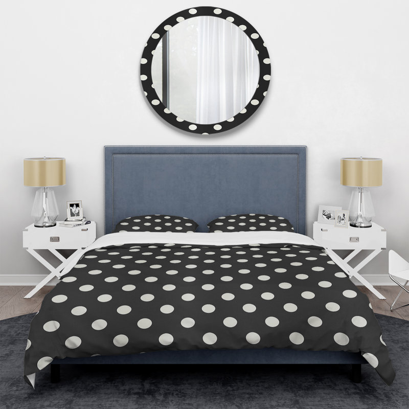 Ensemble de housse de couette à pois noirs Glam III - Glam, Housse de couette pour grand lit + 2 taies décora