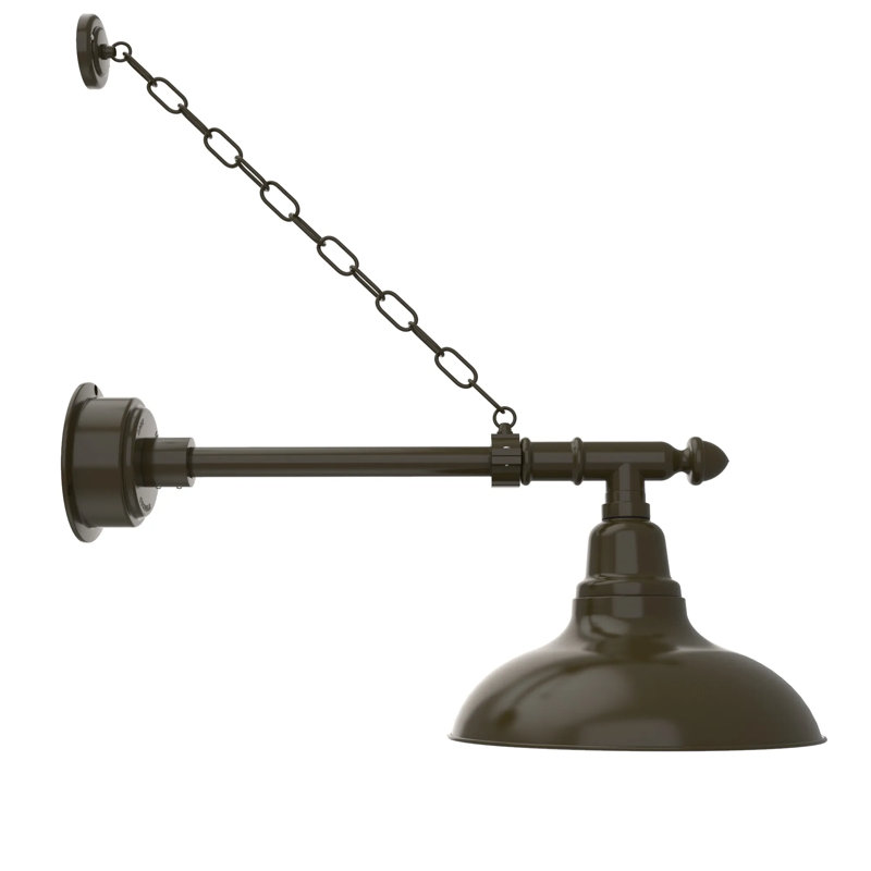 Luminaire de grange d'extérieur à DEL Adesh, H 18 po x l 12 po x P 27 po, Bronze acajou