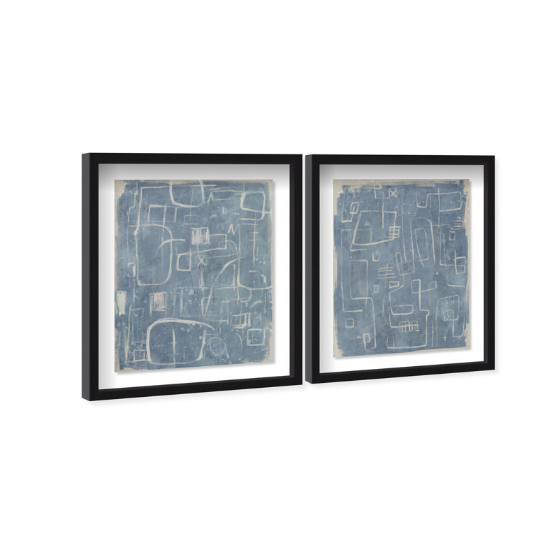Lines and Ideas Set Shadowbox Abstract Print by Oliver Gal, Black Frame, 16 x 20, 17.5"H x 21.5"W, Black Shadowbox