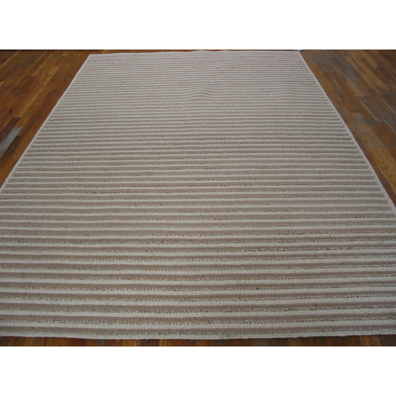 Tapis gris en laine noué à la main de conception unique 6 pi x 9 pi