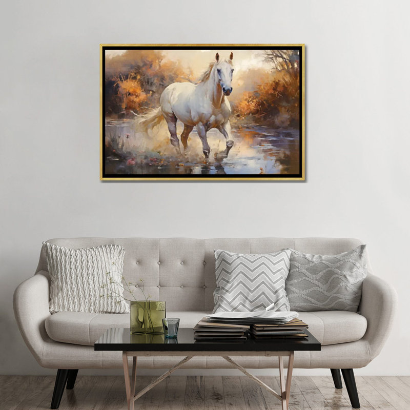 Arabian Horse II - reproduction d'art murale encadrée, H 32 po x l 48 po, Reproduction encadrée sans passe-partout, Doré