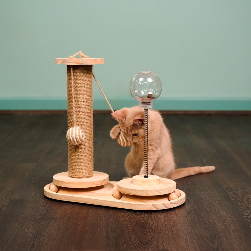 Natural Beige Sisal and Wood Cat Activity Center