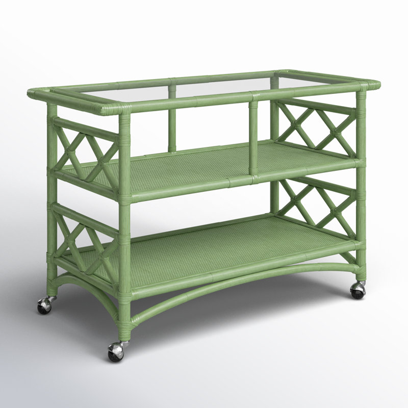 Abbott Wicker / Rattan Bar Cart, Celery