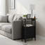Narrow Side Table with Charging Station 2 Fabric Drawer,Set of 2-1963263883